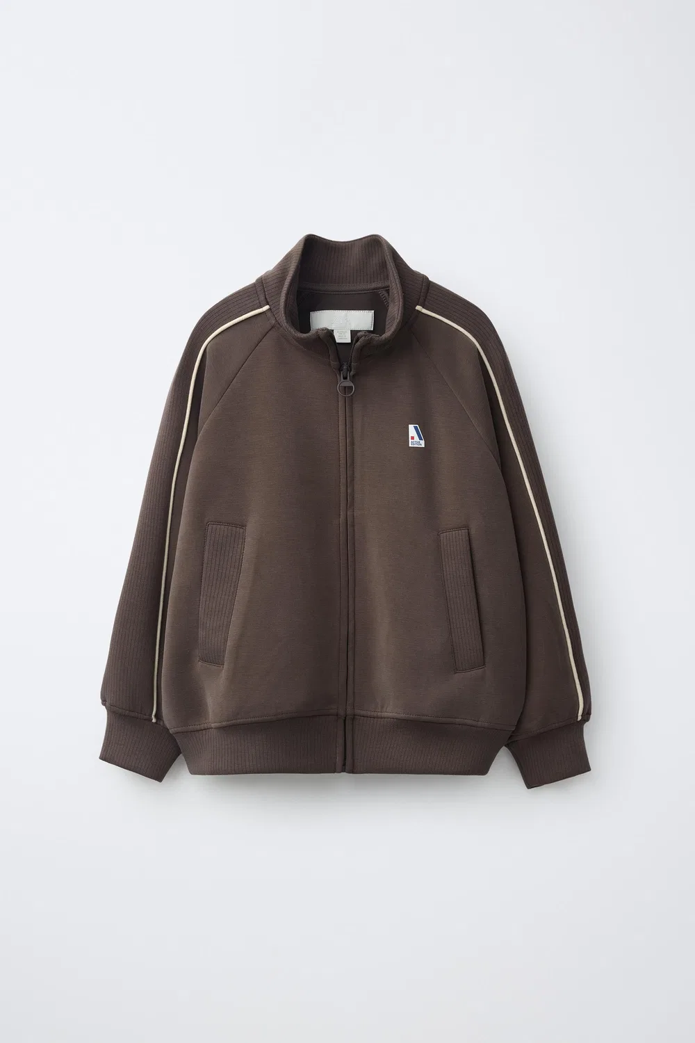 Спортивная куртка с контрастной отделкой ZARA, Dark brown