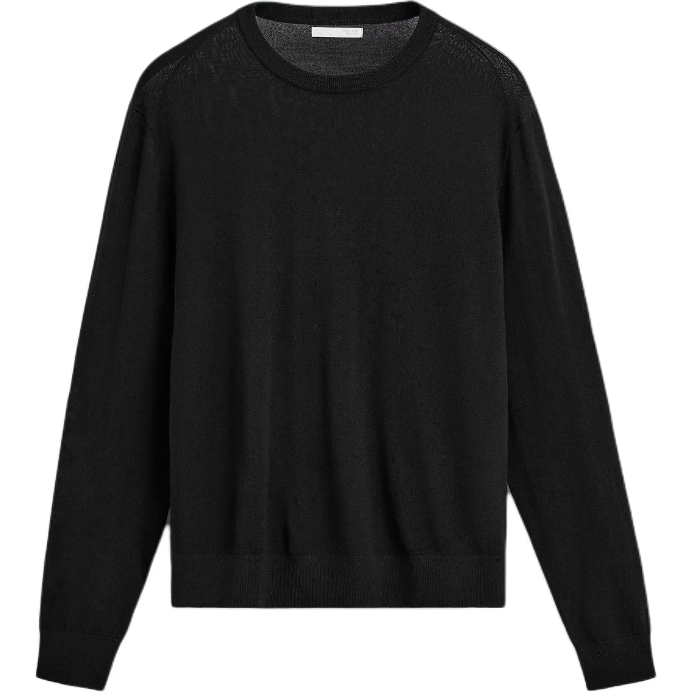 Мужской свитер с круглым вырезом, свободный крой, ZARA, Black