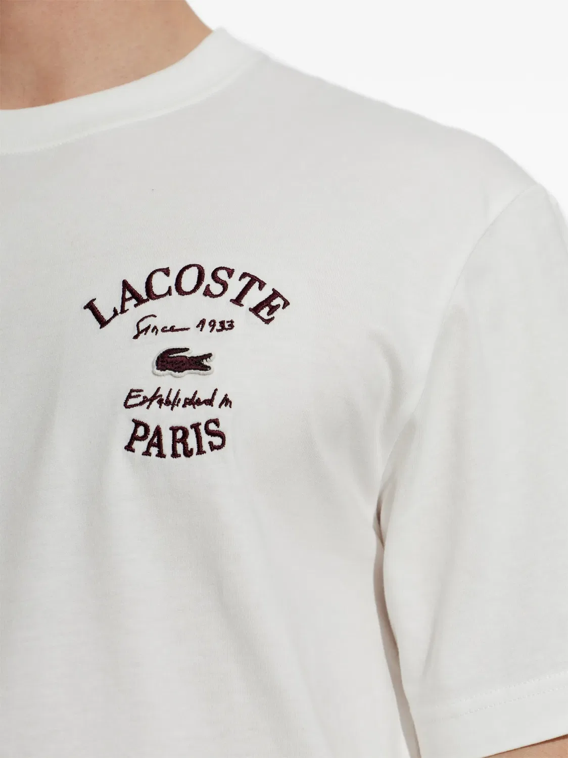 Футболка с вышитым логотипом, белая Lacoste, белый — фото 2