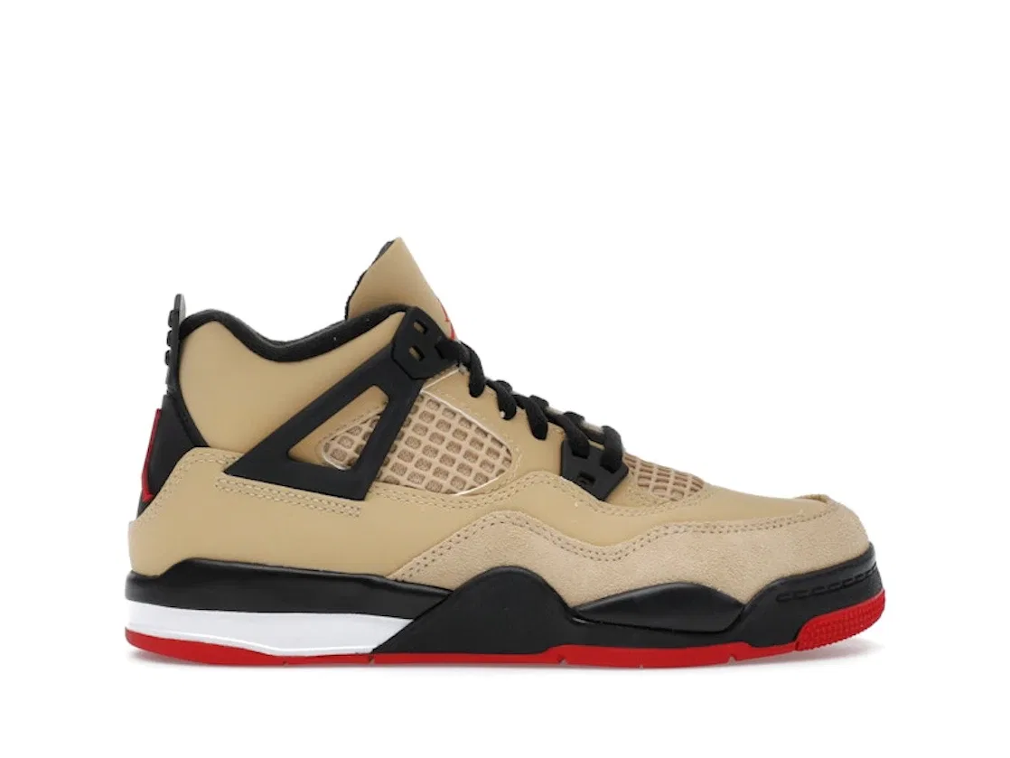 Детские кроссовки с цветовой гаммой Jordan 4 Retro, Fire Red/Sesame/White/Starfish