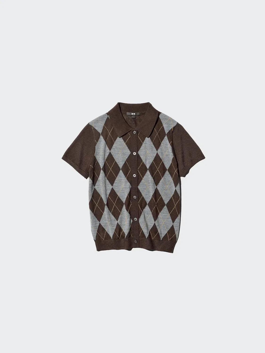 Кардиган-поло Uniqlo, мужской, темно-коричневый — фото 4