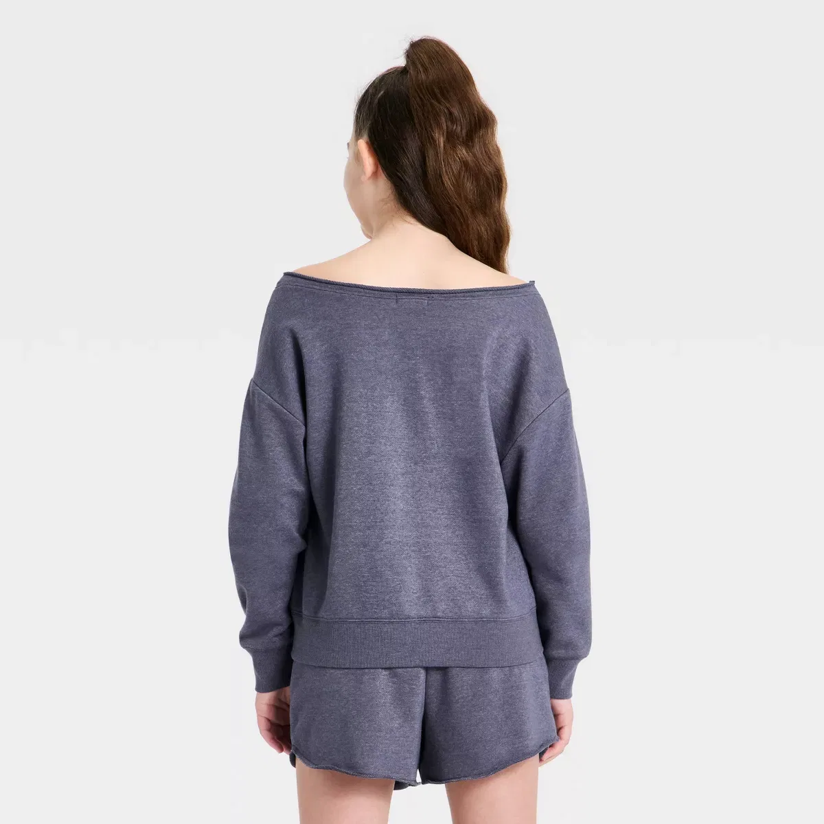 Детское худи для девочек с принтом USA GIRLS ART CLASS, Navy Blue — фото 3