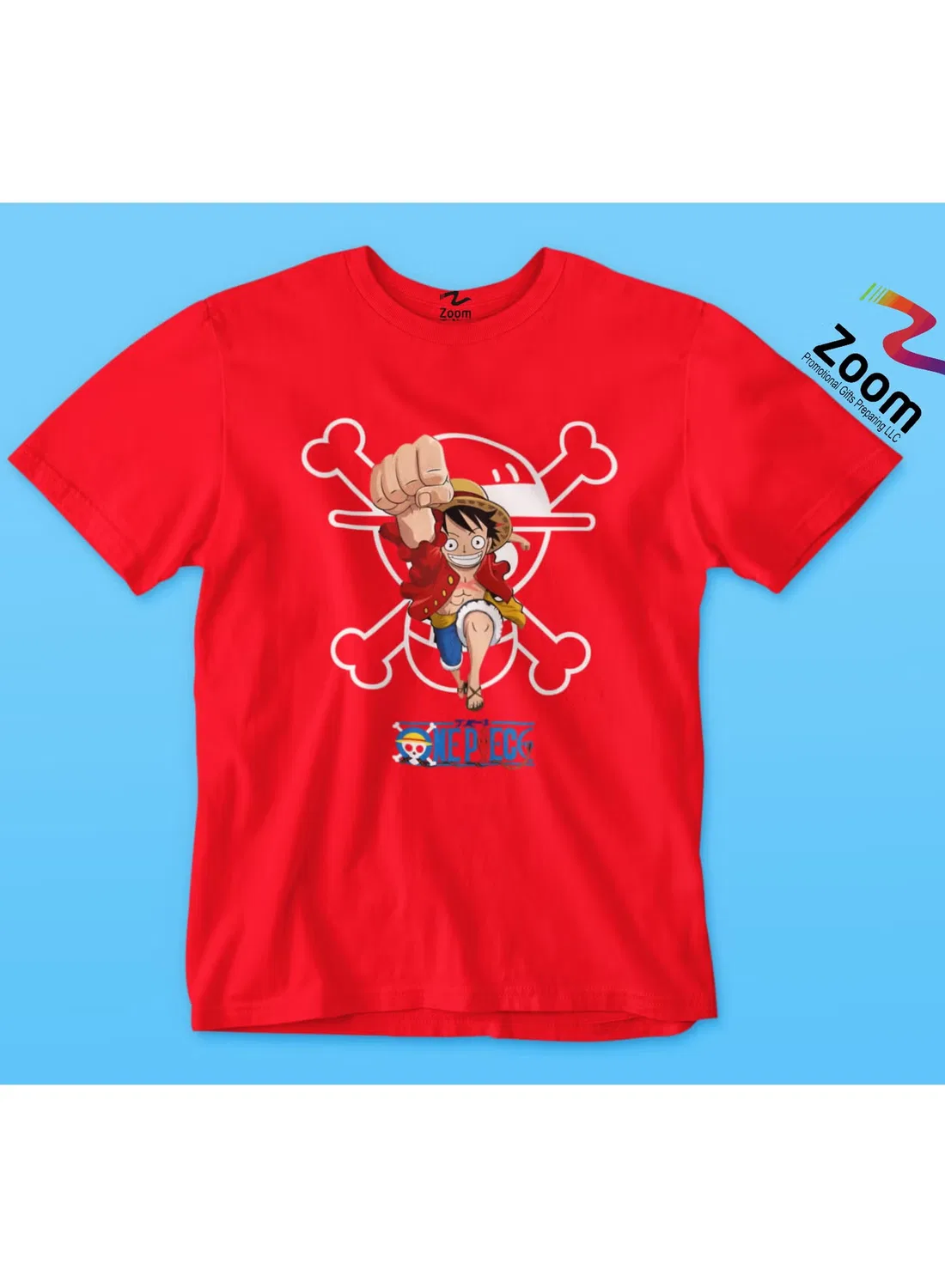 Футболка с принтом Luffy персонаж One Piece Zoom, красный