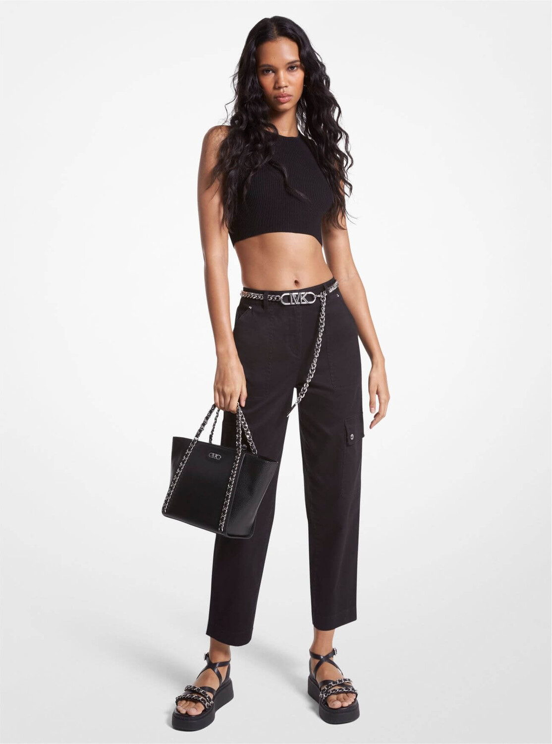 

Брюки Michael Michael Kors Stretch Organic Cotton Cargo, черный