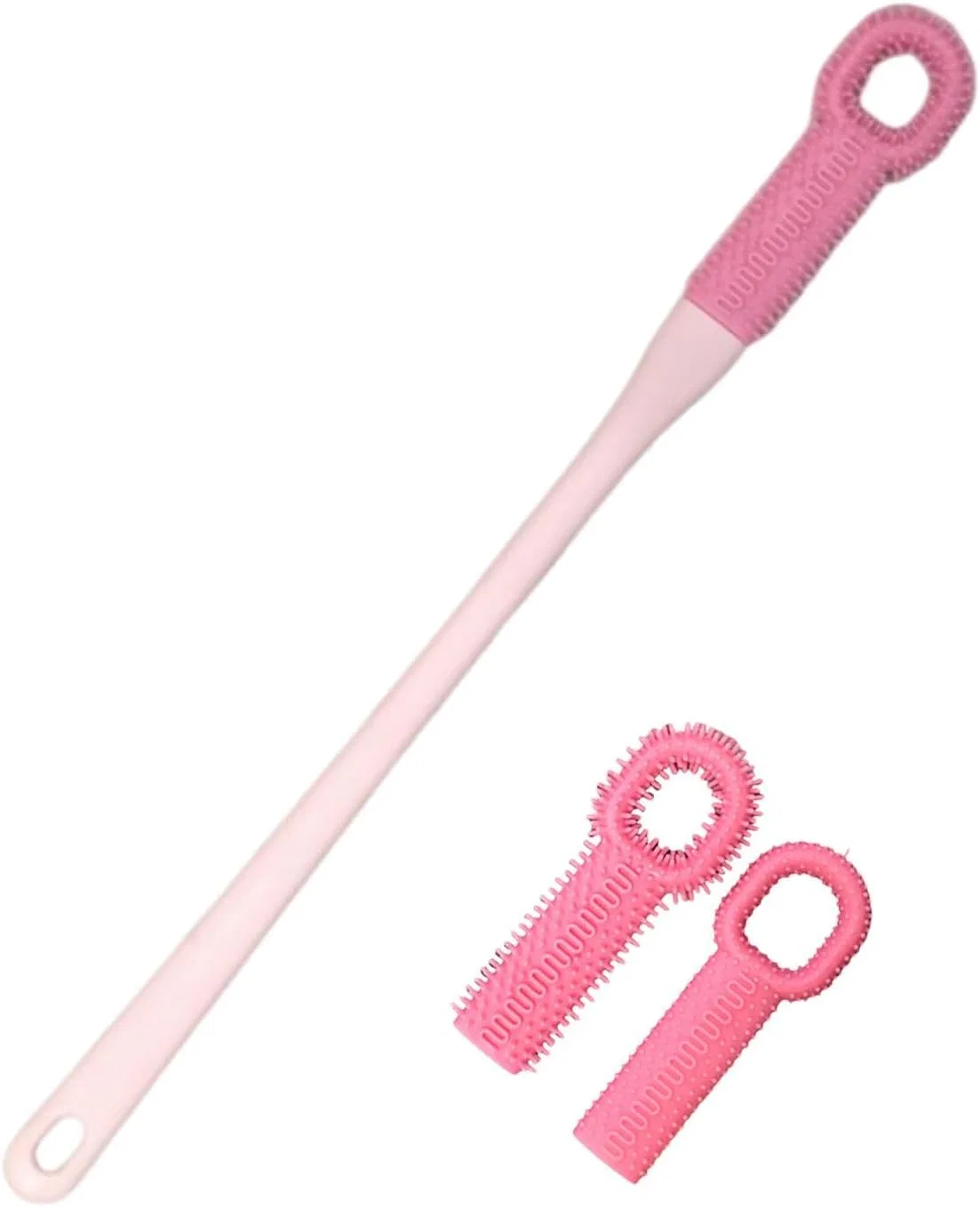 Щетка для ног с длинной ручкой, Silicone, 1 шт, 40x3.7 см, Rose Generic