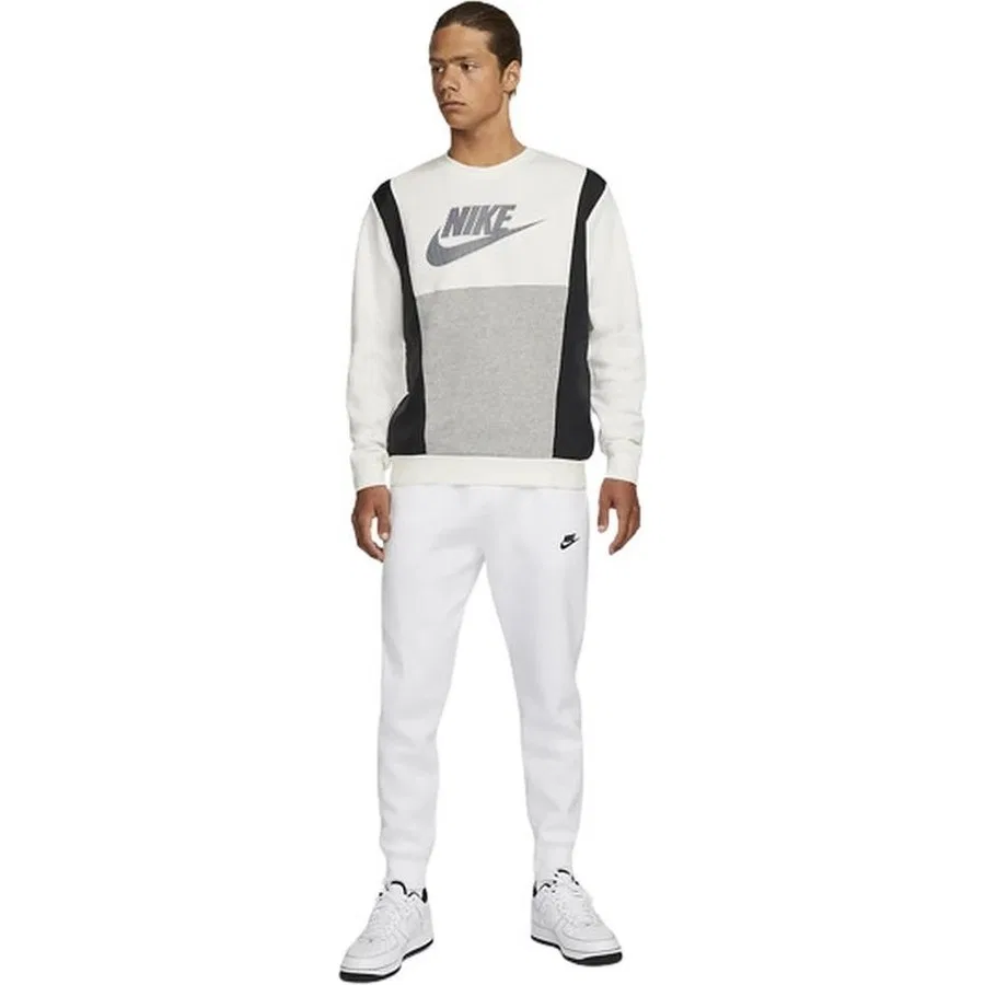 Мужской свитшот из французского футера Nike Sportswear Fleece, Черно-белый — фото 2