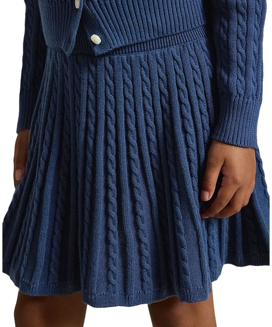 Комплект из джемпера-поло и юбки, с косами Polo Ralph Lauren, Rustic Navy — фото 4