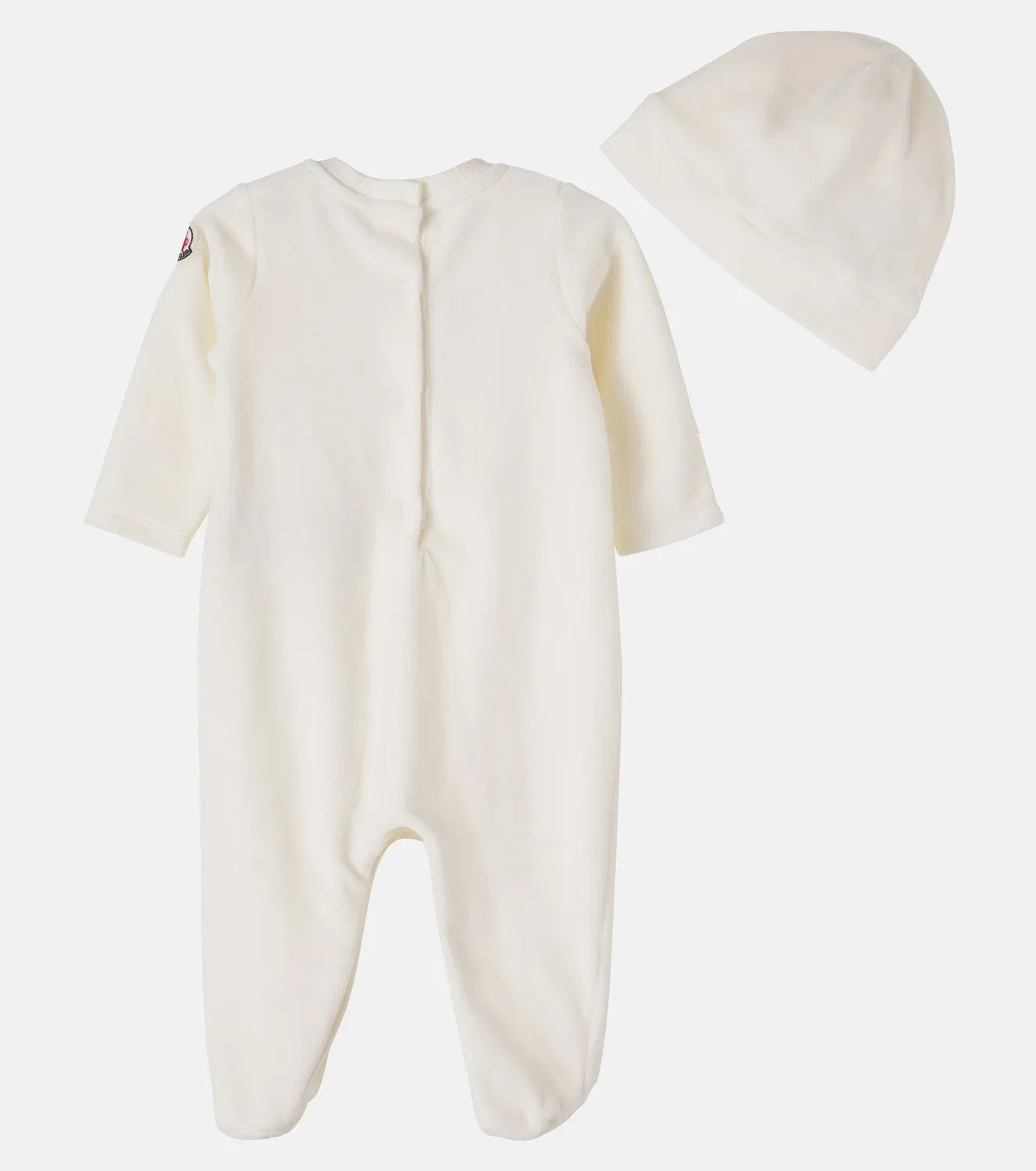 Комплект из комбинезона и шапочки из хлопковой смеси Moncler Enfant, белый — фото 3