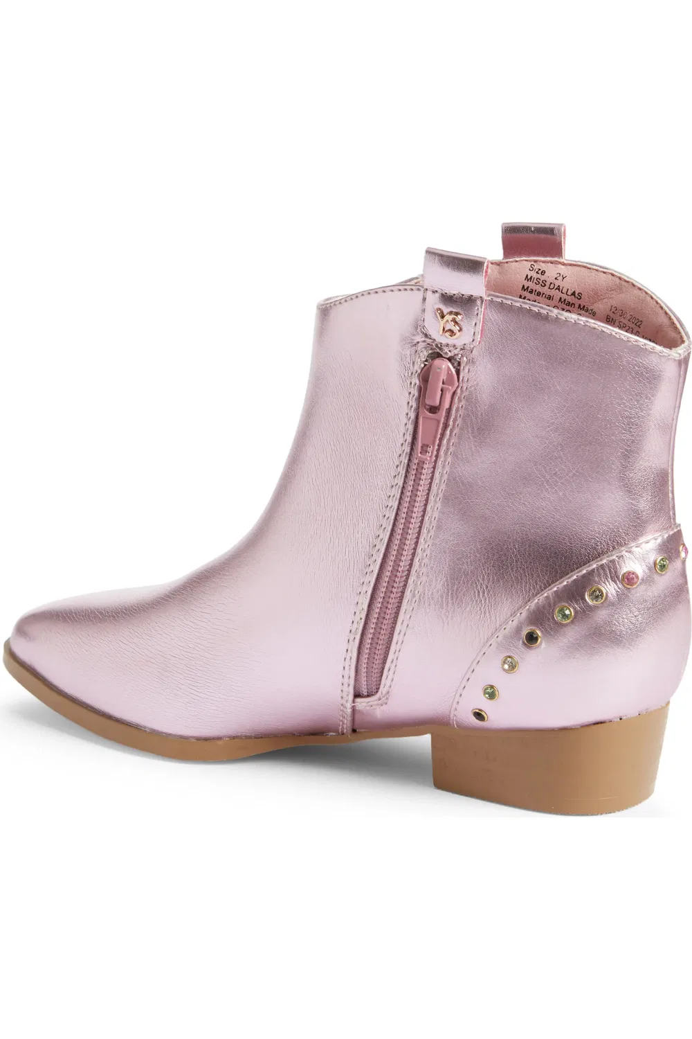 Детские ботинки с кристаллами Miss Dallas Yosi Samra, Light Pink Metallic — фото 2