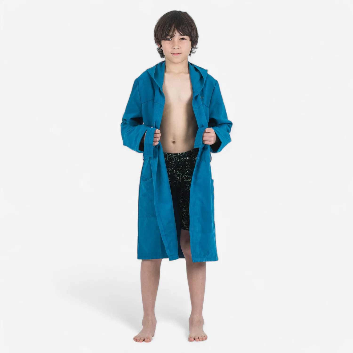 Детский халат из микрофибры с капюшоном Bademantel Mikrofaser Kinder, Decathlon, Berlinerblau