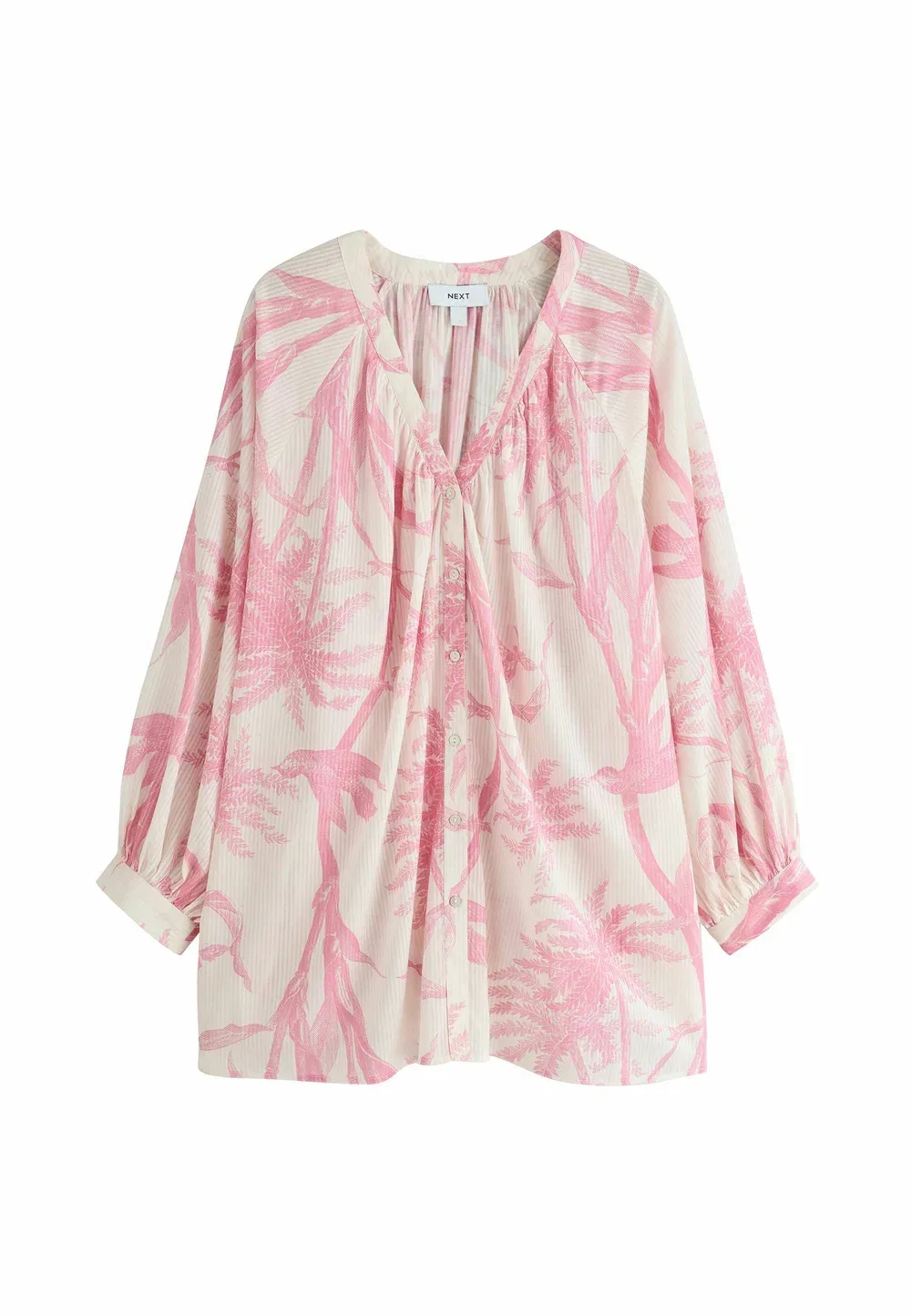 Рубашка для пляжа стандартного кроя, объемная. Пляжный аксессуар Next, Cream Pink Floral