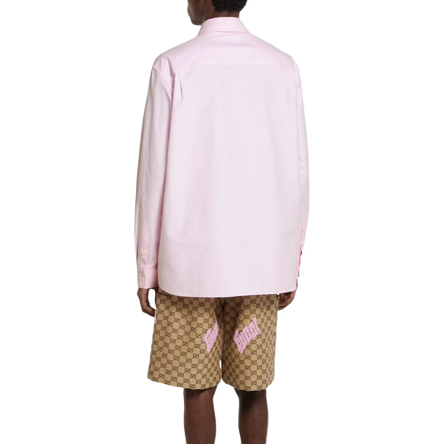 Рубашка GUCCI Oxford с вышивкой, мужская, светло-розовая — фото 4