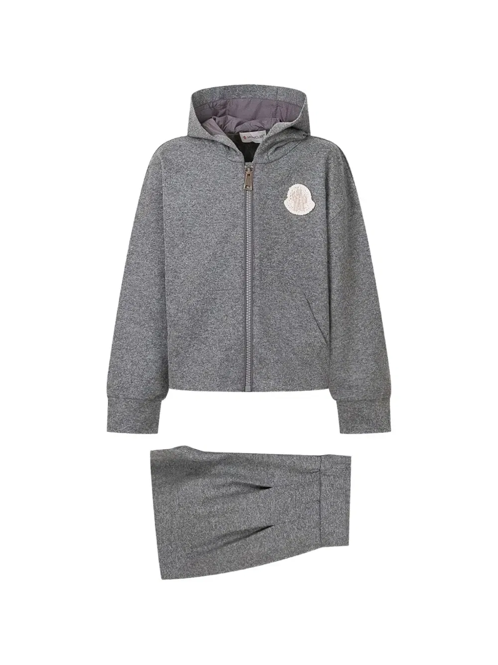 Спортивный костюм на молнии с нашивкой-логотипом Moncler Enfant, серый