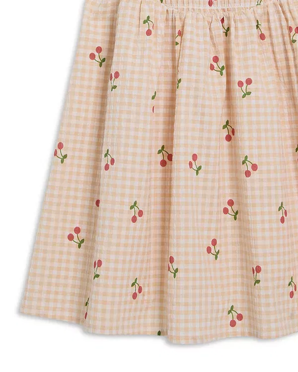 Детское платье для девочек с принтом Gingham W Cherry Aqua, Gingham W Cherry — фото 3
