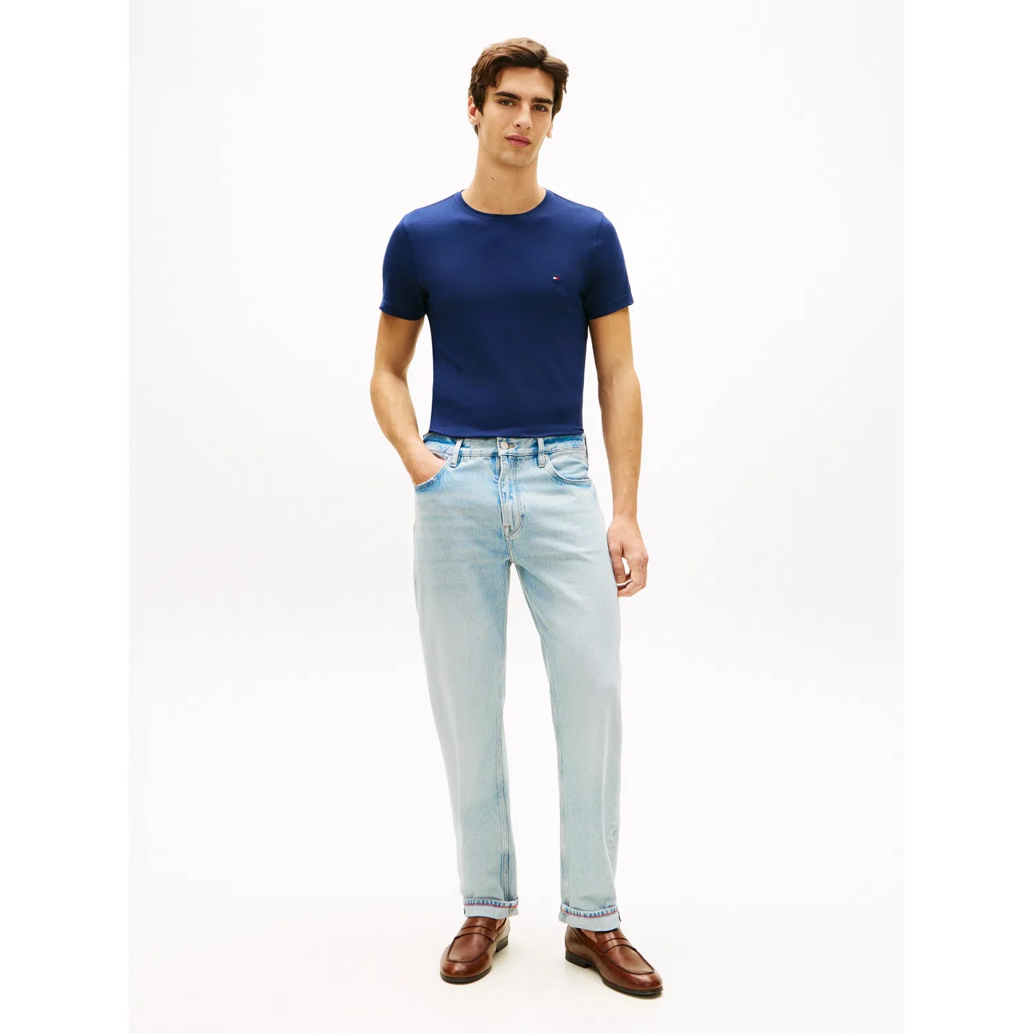 Мужская хлопковая футболка slim fit Tommy Hilfiger, Carbon Navy — фото 3