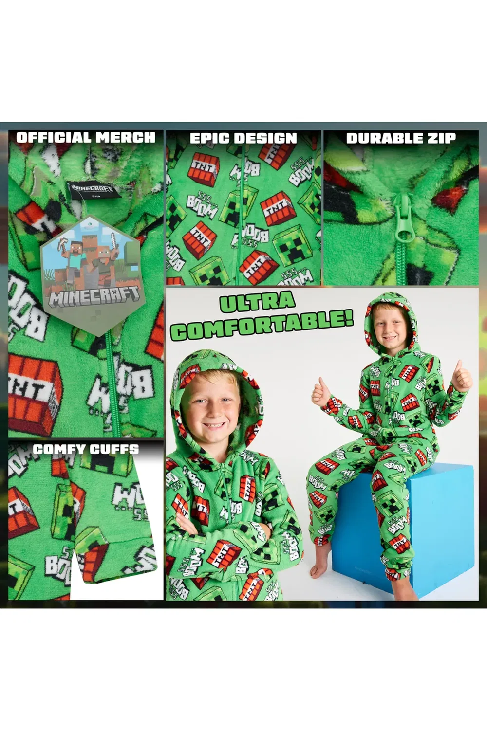 Детский игровой комбинезон Minecraft, Green — фото 4