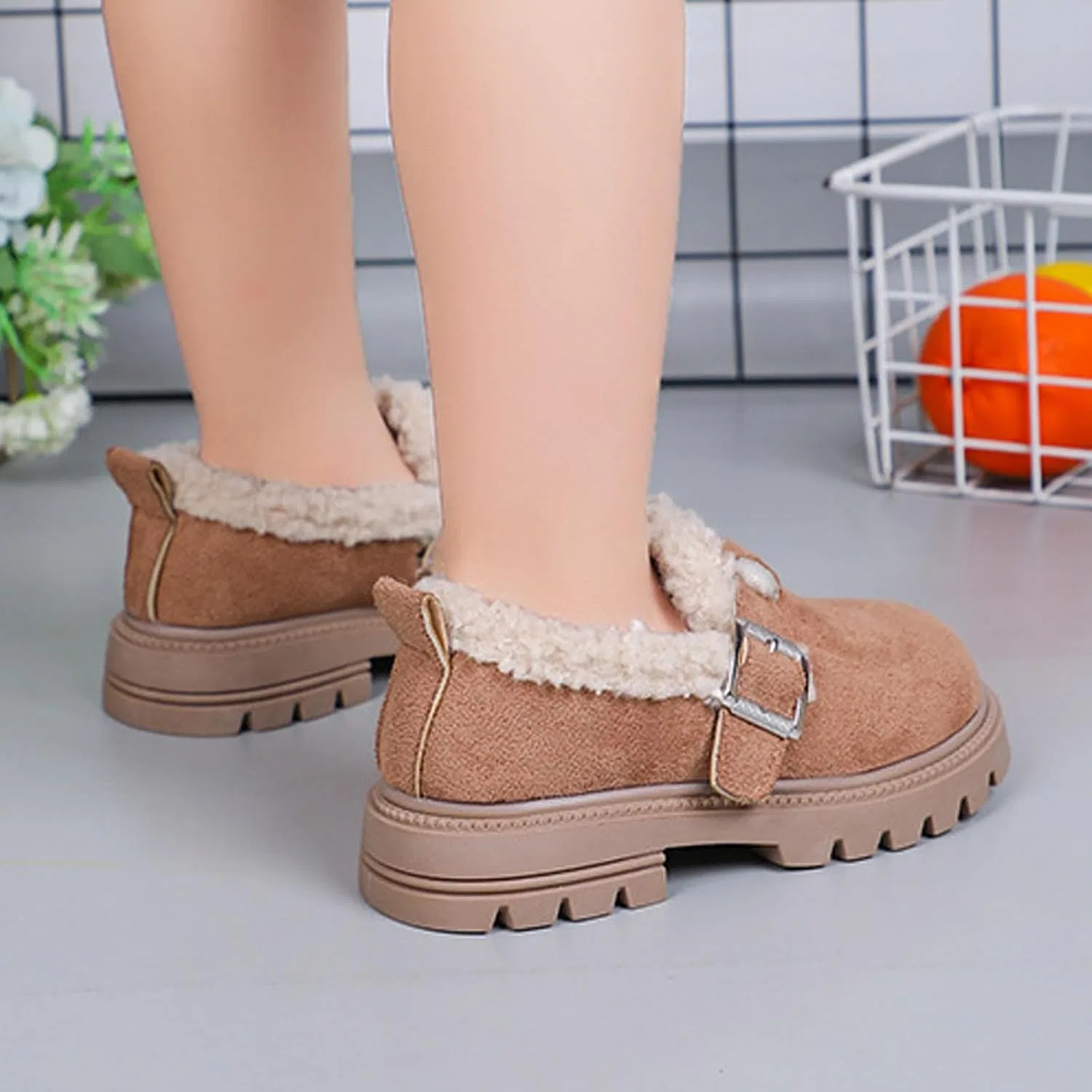 Детские сапоги-слайдеры с толстой подошвой Girls Platform Slippers Boots, Khaki — фото 4