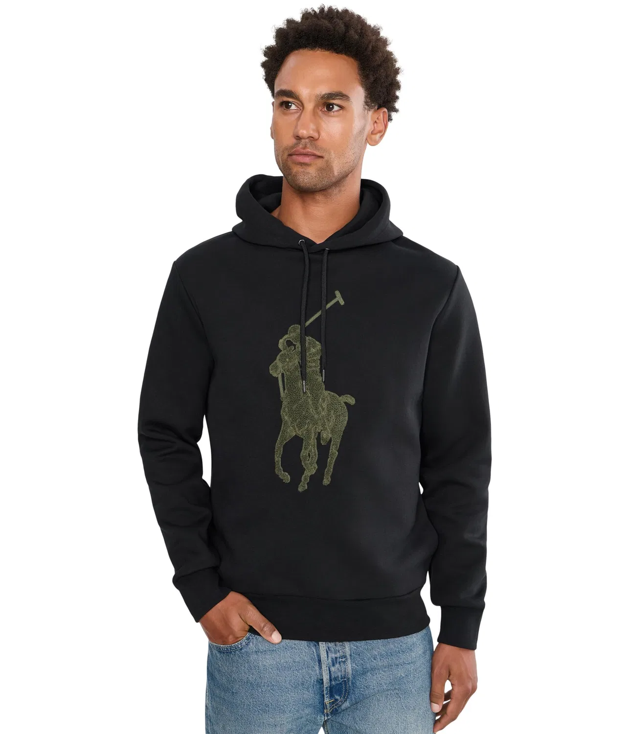 Тканая толстовка с длинными рукавами и капюшоном, двойного плетения Polo Ralph Lauren, Polo Black