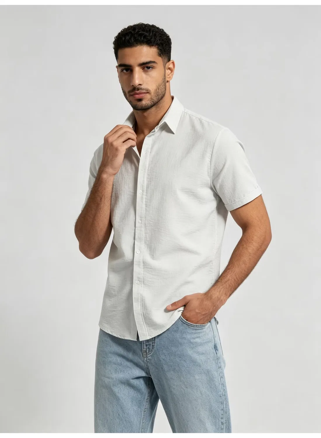 Рубашка с коротким рукавом мужская Zara, белая