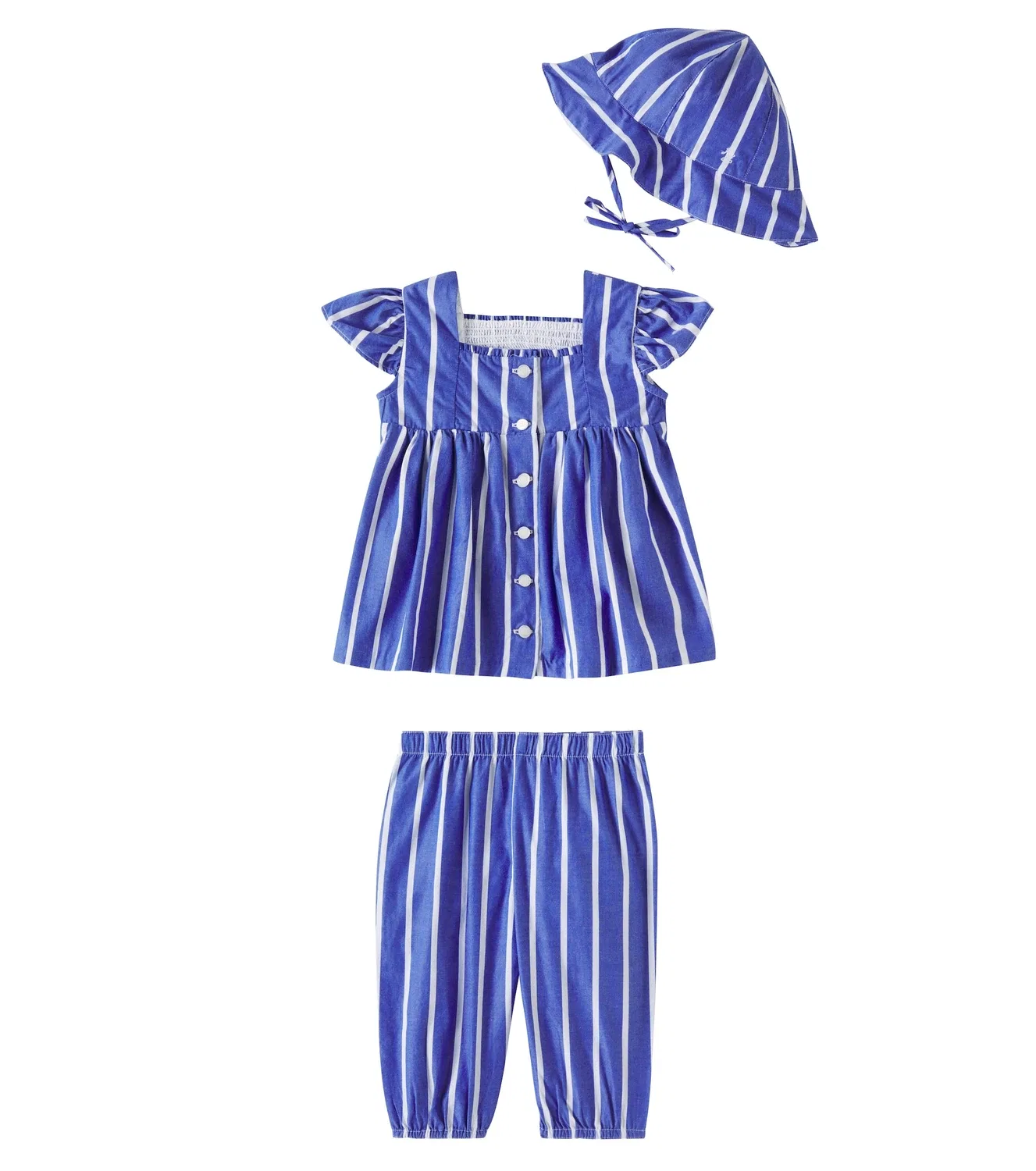Комплект хлопковых брюк и шапочки Polo Ralph Lauren Kids, синий