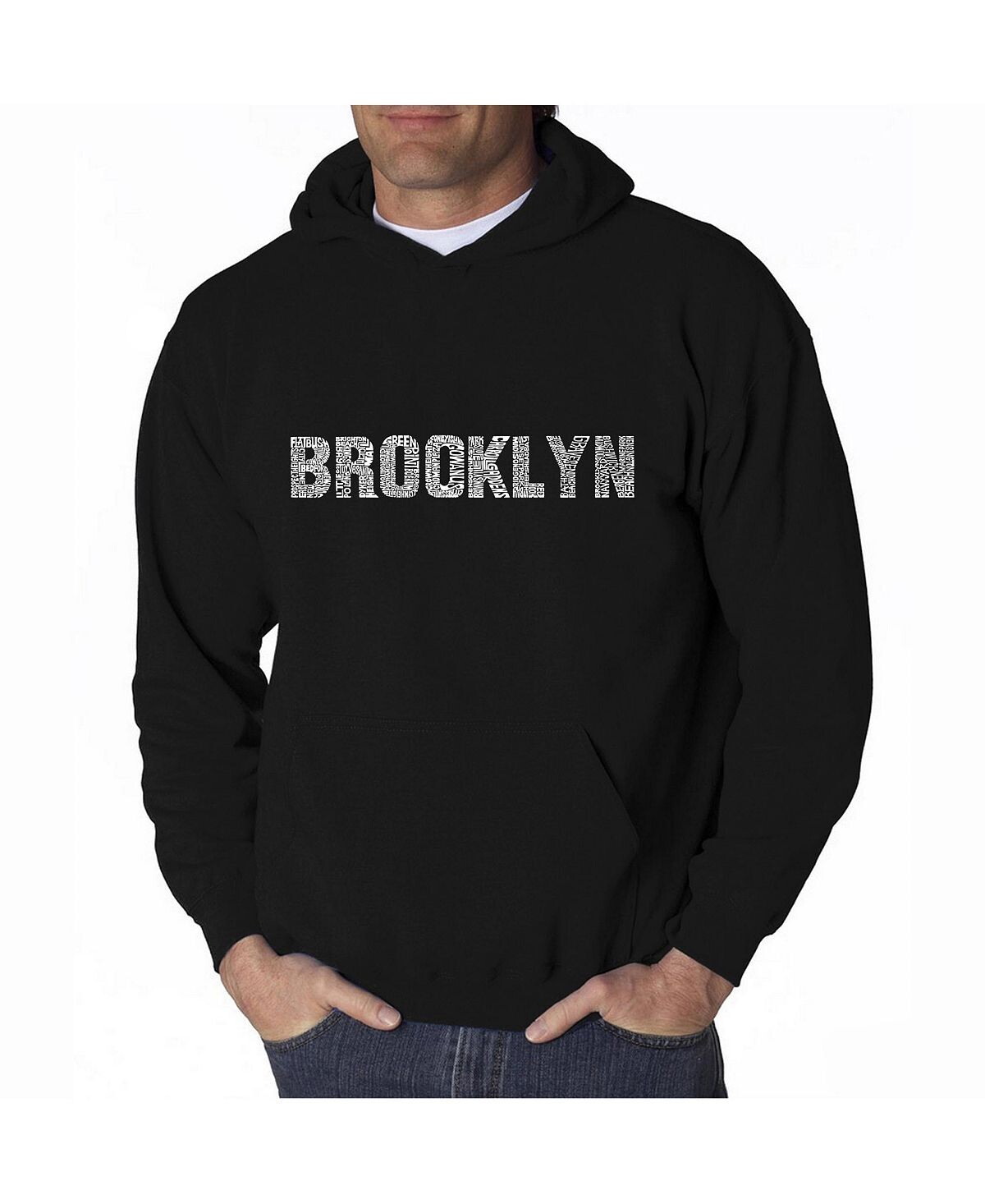 

Мужская толстовка с капюшоном word art - brooklyn neighborhoods LA Pop Art, черный