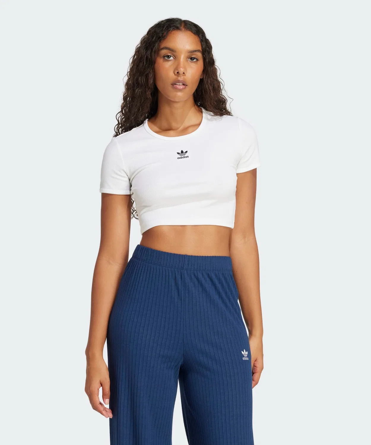 Женская футболка с коротким рукавом из риба Essential Rib Adidas Originals, White Other — фото 3