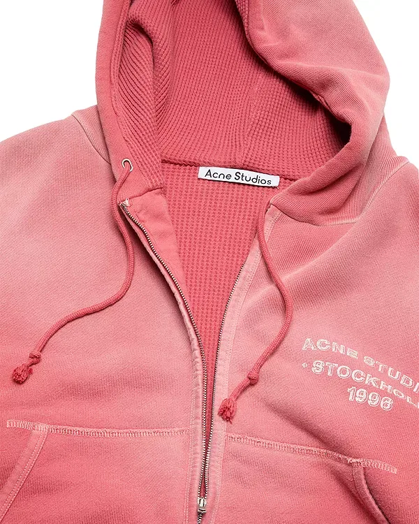 Женская толстовка с капюшоном на молнии Acne Studios, красный — фото 3