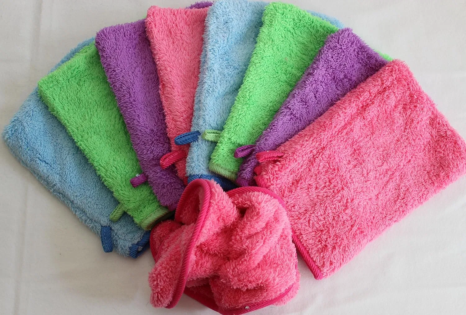 Мочалки для душа микрофибра saisonware.de, 8 шт, 21x21 см, Rosa — фото 2