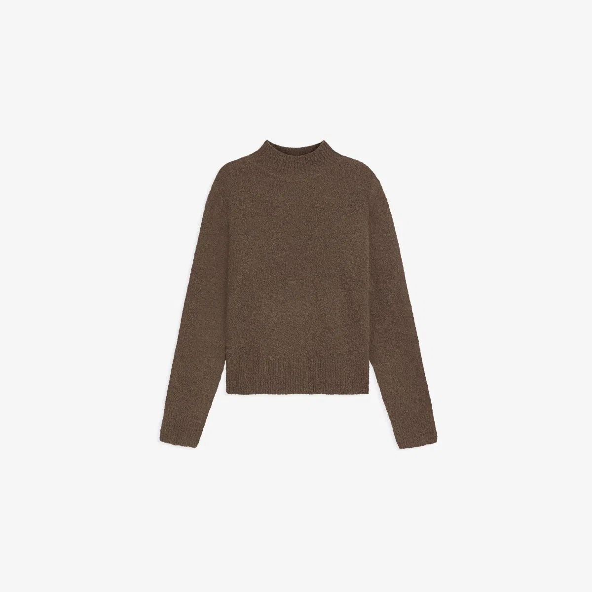 Джемпер из смесовой шерсти с высоким воротником Boucle-texture Boss, коричневый