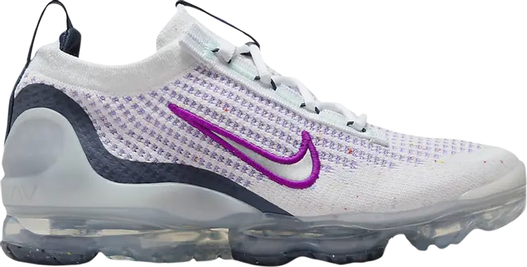 Кроссовки Nike Air VaporMax 2021 Flyknit GS 'White Violet Frost', белый — фото 2