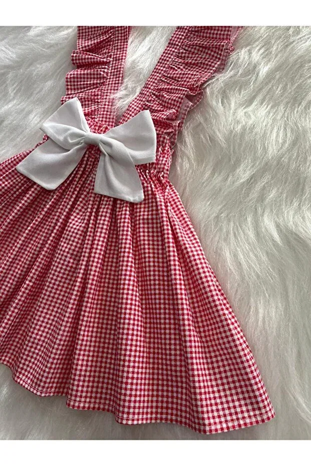Детское платье-сарафан на бретелях с воланами Party Eylülce Butik, Red — фото 3