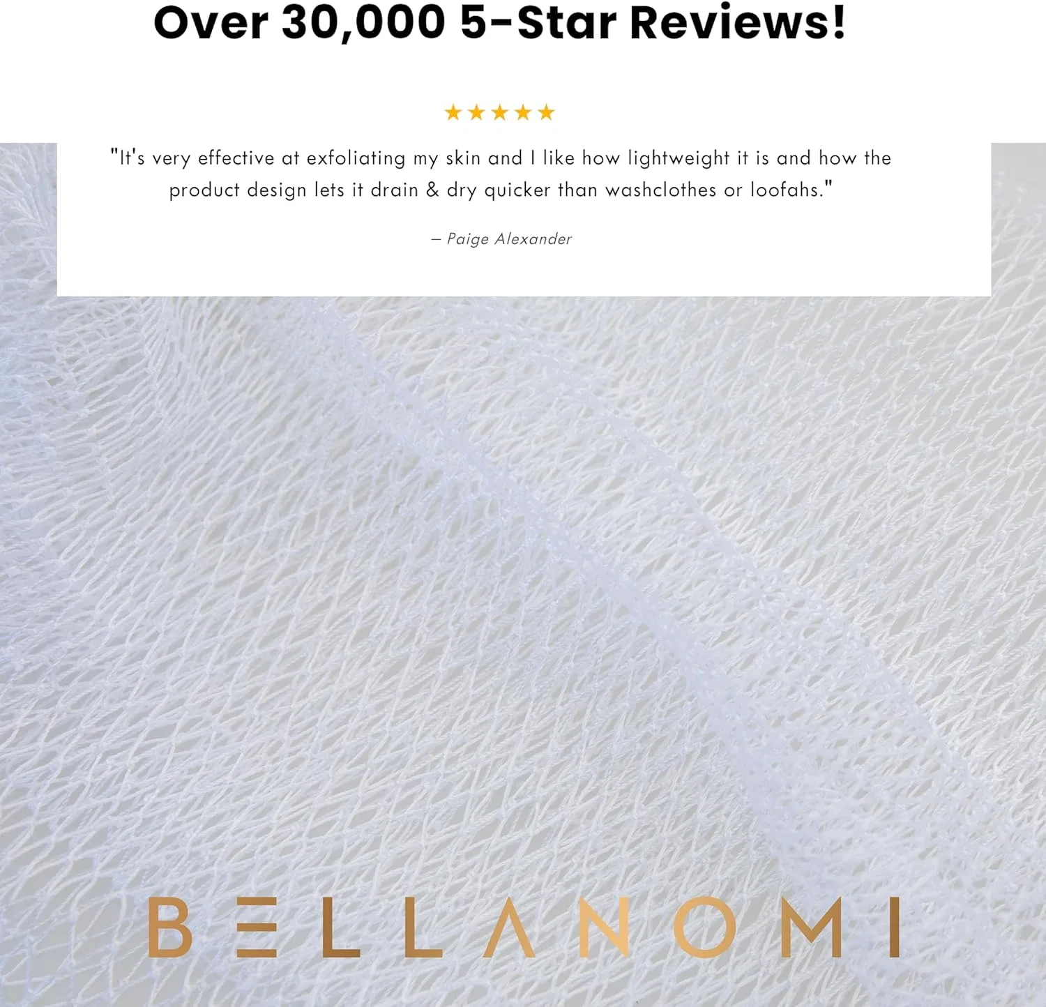Мочалка для душа эксфолиирующая, Bellanomi, 114 см, Белая — фото 3