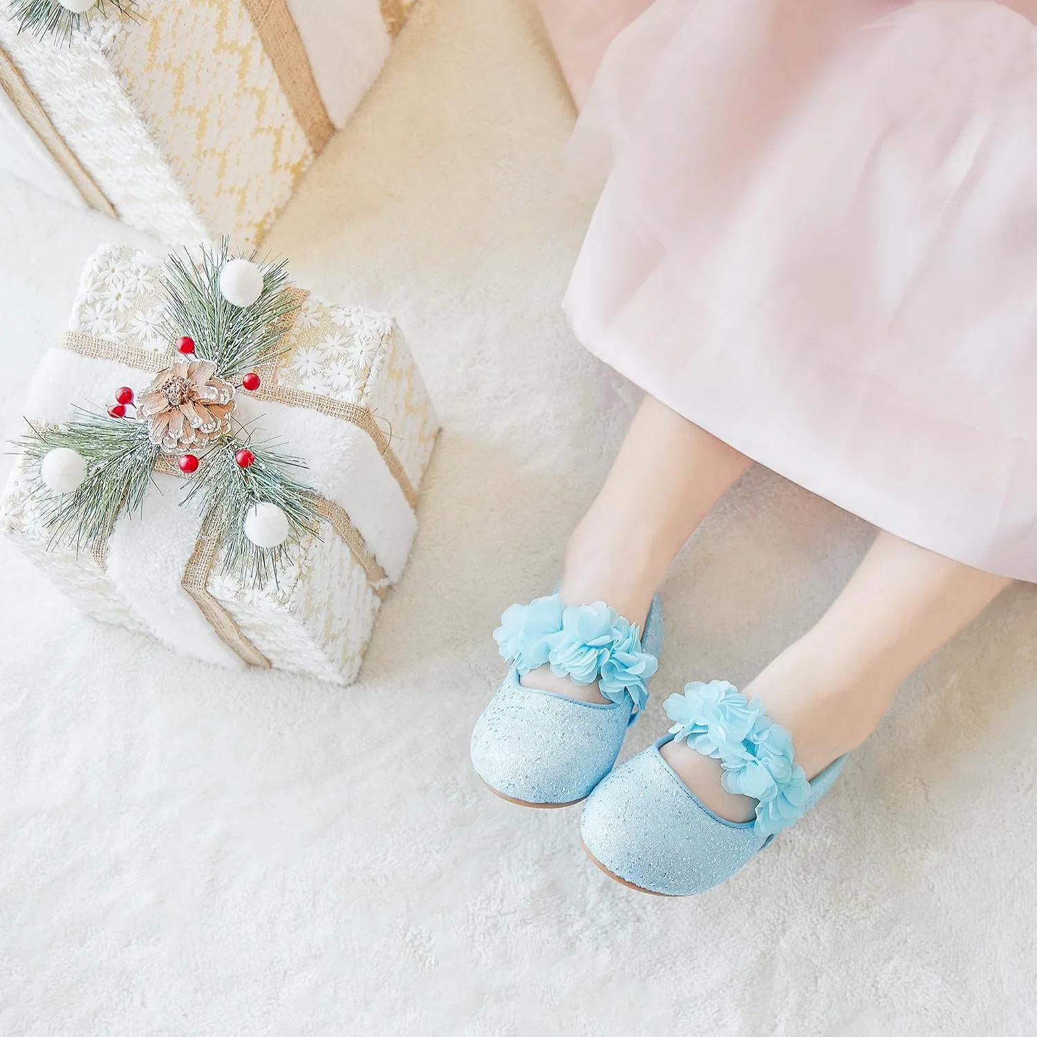 Детские туфли Мэри Джейн для девочек Little Flower Otter MOMO, Blue — фото 4