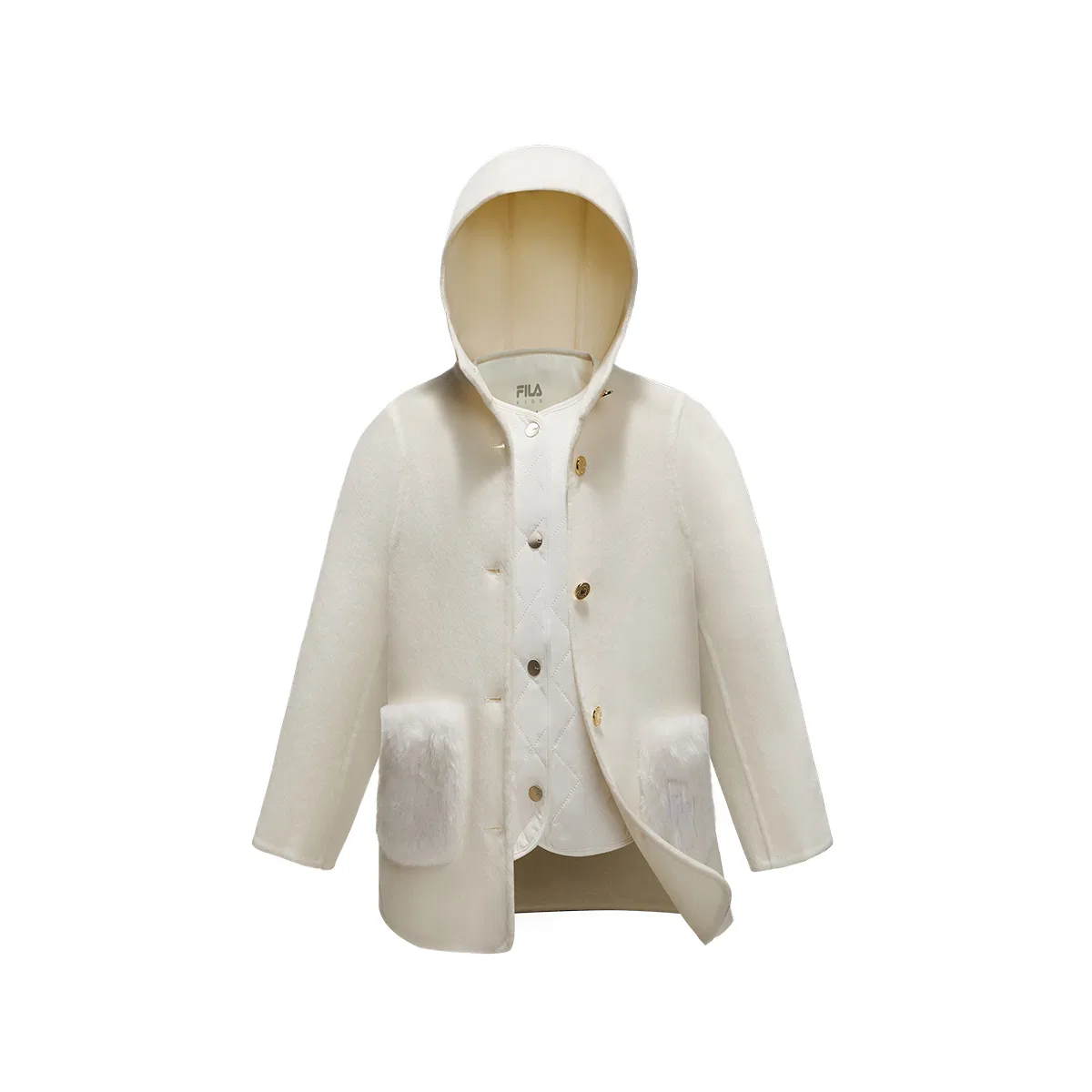 Детское худи с капюшоном утепленное FILA KIDS, Cloud White