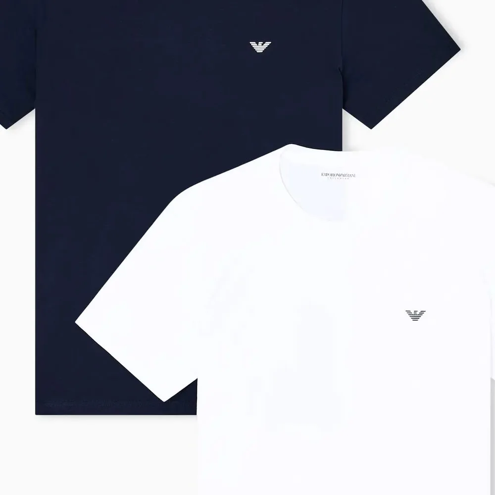 Две футболки Endurance Loungewear Jersey EMPORIO ARMANI, 2 Pack (Blue+White) — фото 4
