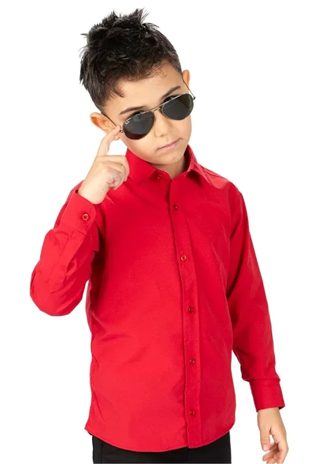 Детская рубашка для мальчиков однотонная Mnk Baby&Kids, Red