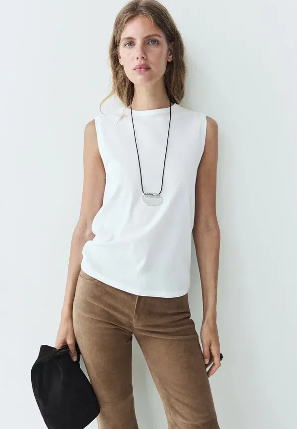 Топ хлопковый без названия Massimo Dutti, белый