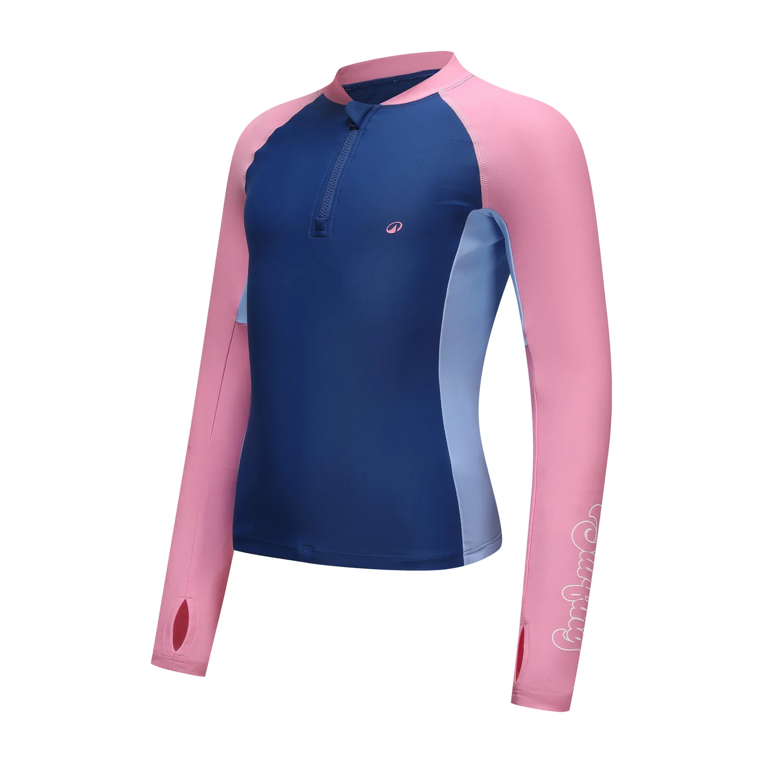 Детский гидрокостюм для мальчиков и девочек с длинным рукавом 500 Collection DECATHLON, Oxford Blue/Begonia Pink/Ice Blue — фото 3