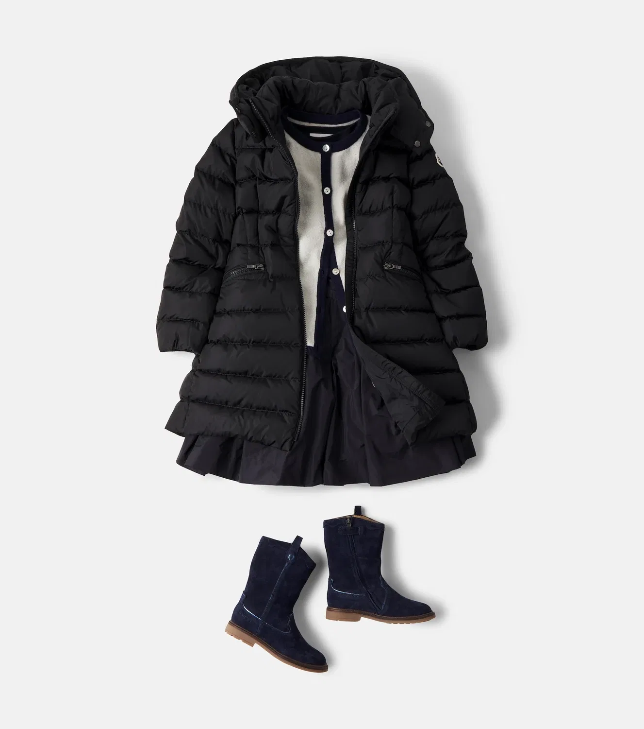 Пуховик с двухсторонней молнией Moncler Enfant, черный — фото 2