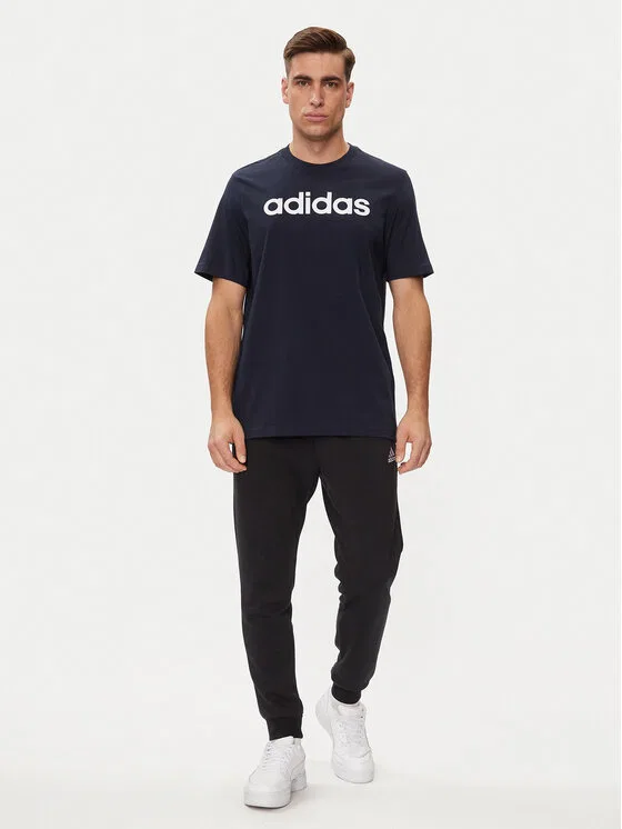 Футболка regular fit Essentials Single Jersey Linear Embroidered Logo T-Shirt Adidas, синий — фото 2