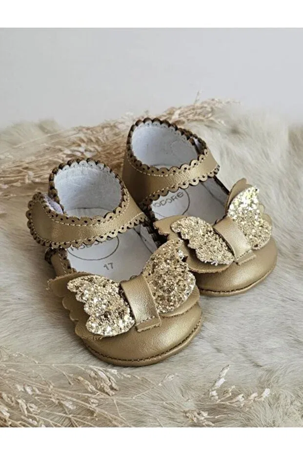 Детские мокасины-пинетки из натуральной кожи Angel Platinum Gold Hodore, Platinum Gold — фото 2