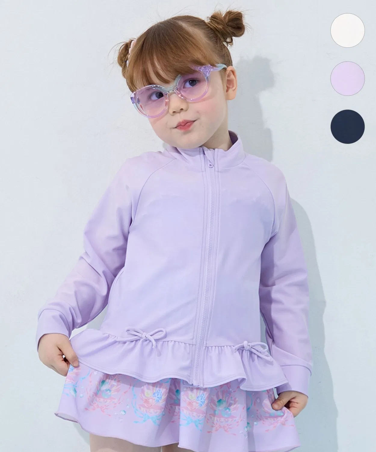 Детский лонгслив-рашгард с воланами и UV-защитой ANY, Lilac