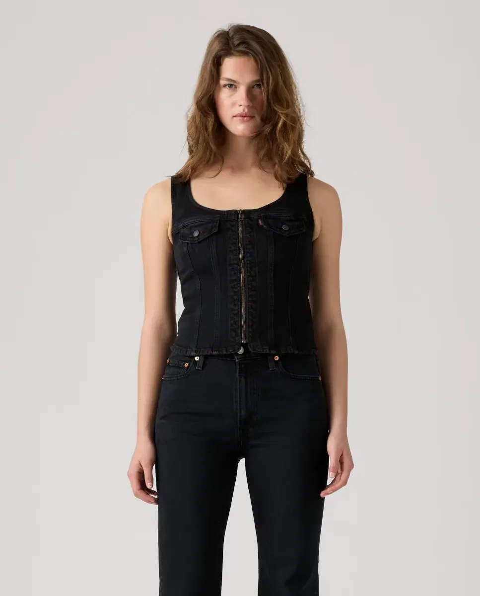 Женский джинсовый жилет с логотипом Levi's, Negro