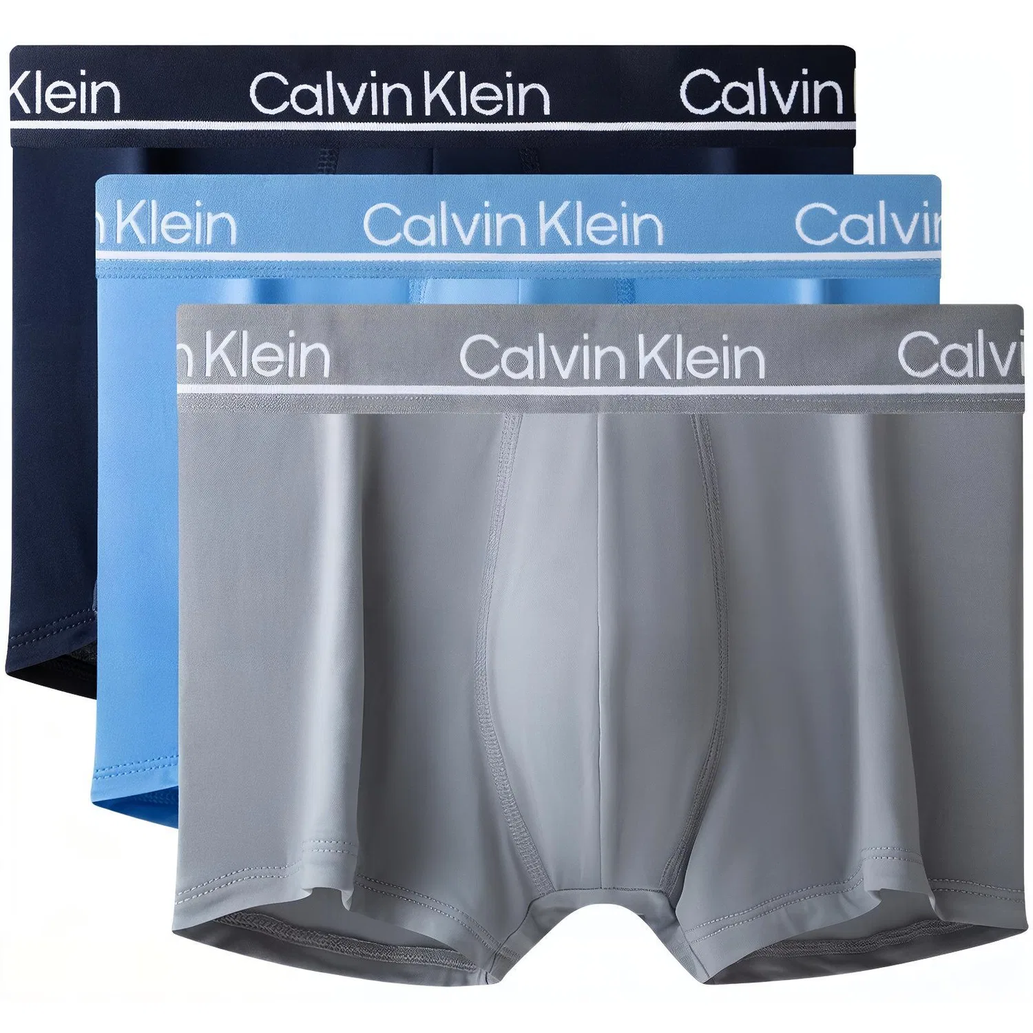 Мужские трусы-боксеры с принтом 3 шт Calvin Klein, Coconut Gray/Sky Blue/Navy Blue