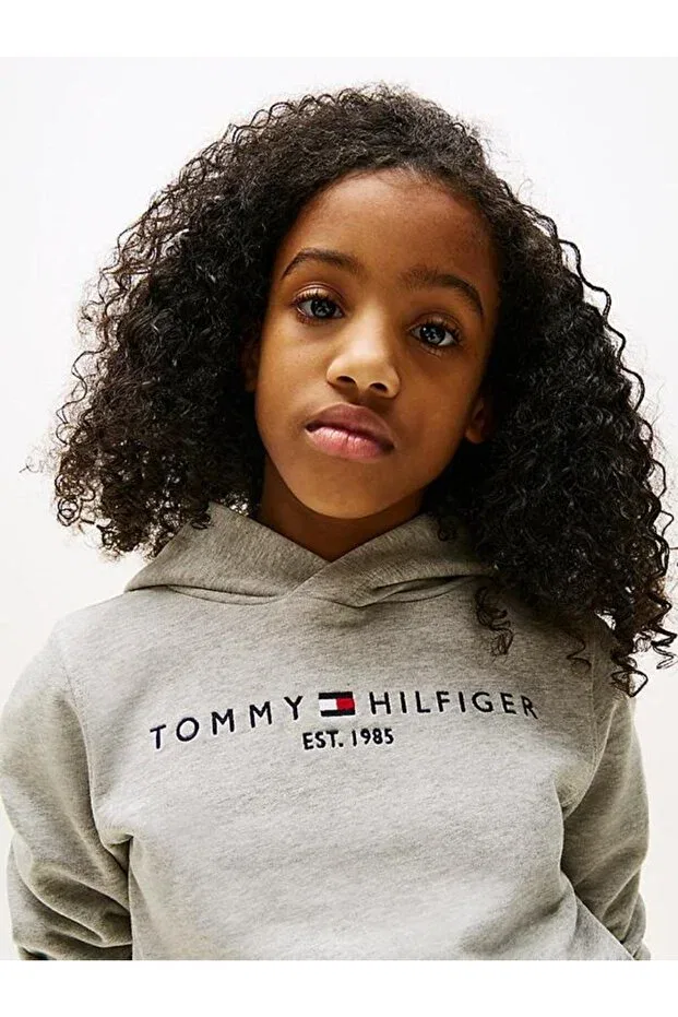 Детское худи для девочек хлопковое Tommy Hilfiger, Gray — фото 4