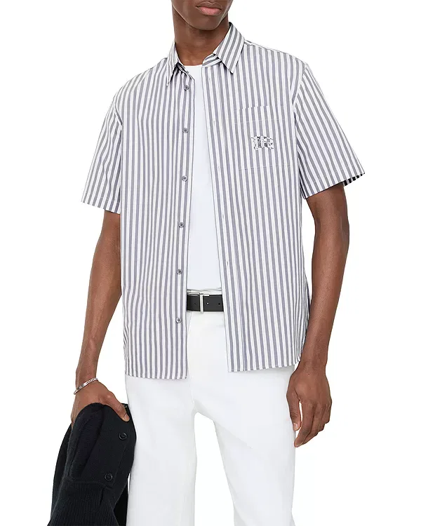 Мужская рубашка с коротким рукавом Robert Stripe Pocket Shirt Burberry, Marble Grey/White