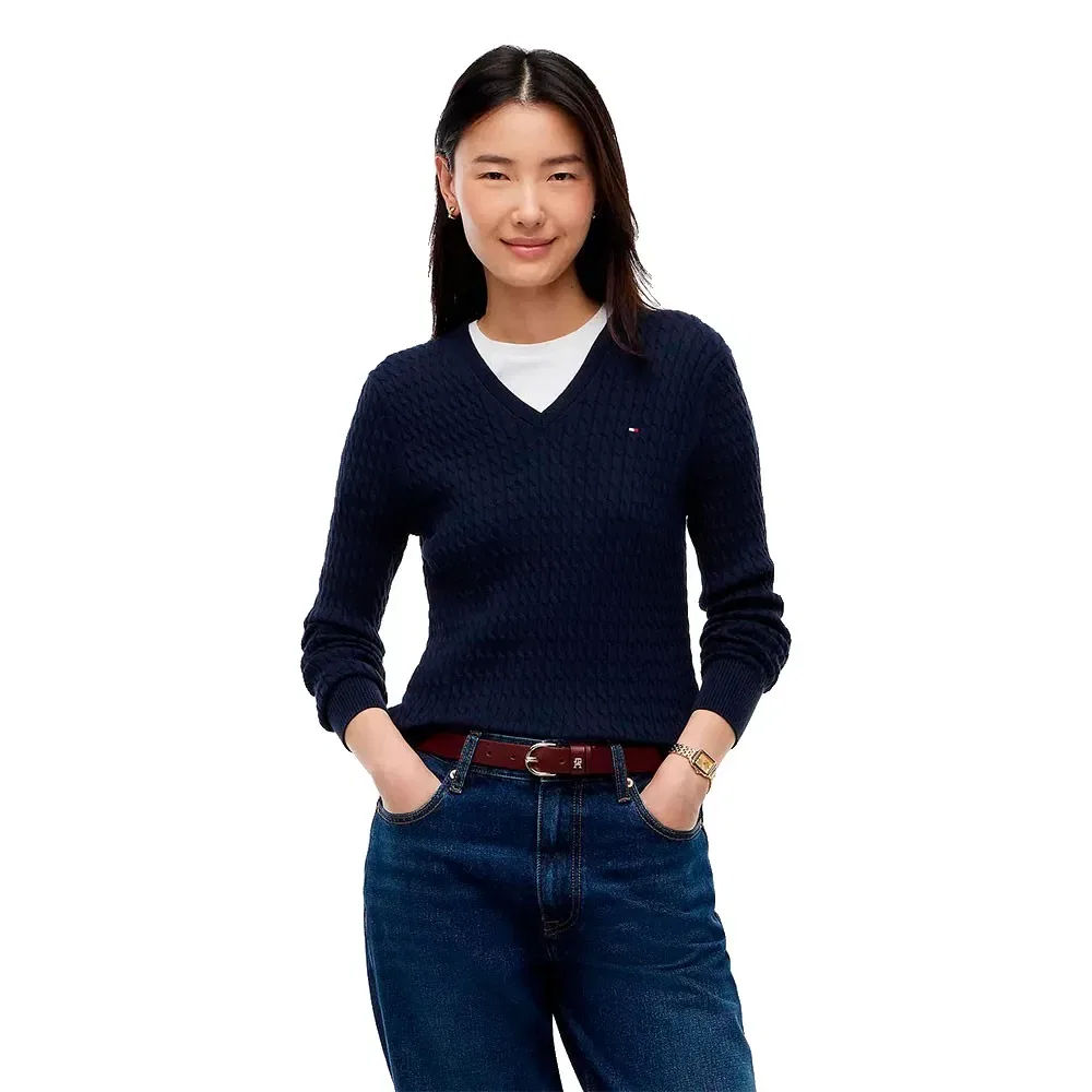 Женский свитер с V-образным вырезом Tommy hilfiger, Blue