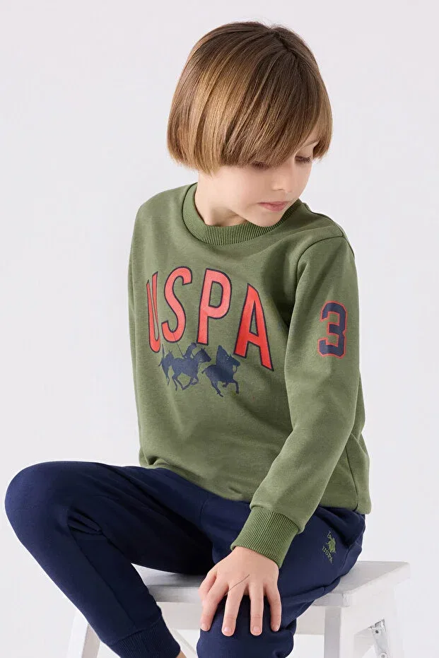 Детский спортивный костюм для мальчиков с принтом U.S. Polo Assn., Khaki — фото 2
