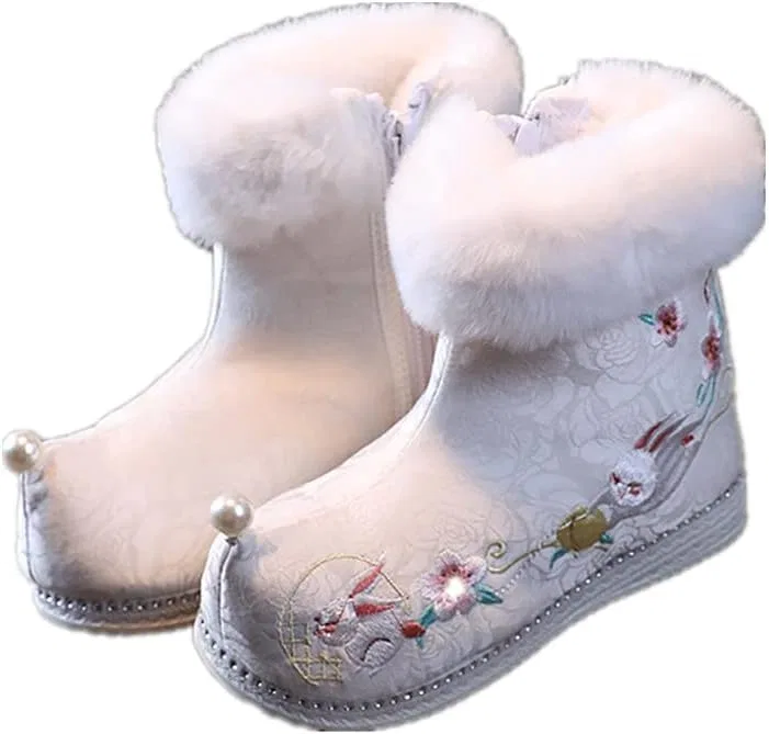 Детские сапоги для девочек с бархатом MATERUIEYES, White