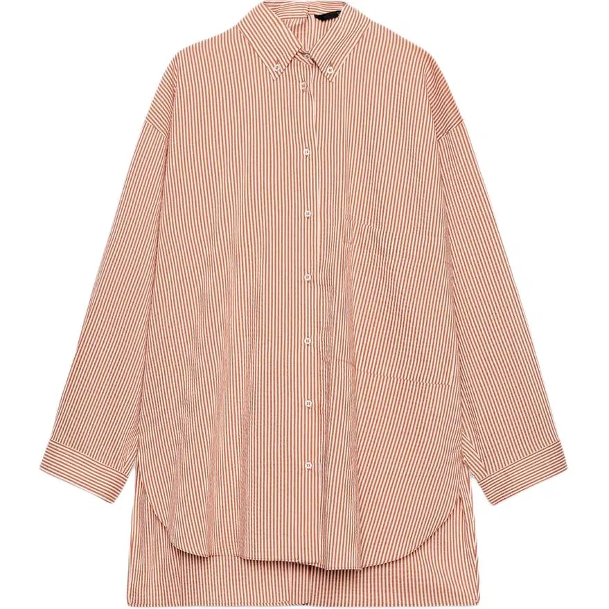 Женская рубашка с лацканами Orange White ZARA